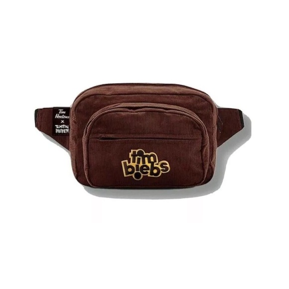 TIM HORTONS X JUSTIN BIEBER Tim Biebs Fanny Pack Brown Corduroy NEW - Picture 1 of 3